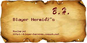 Blayer Hermiás névjegykártya